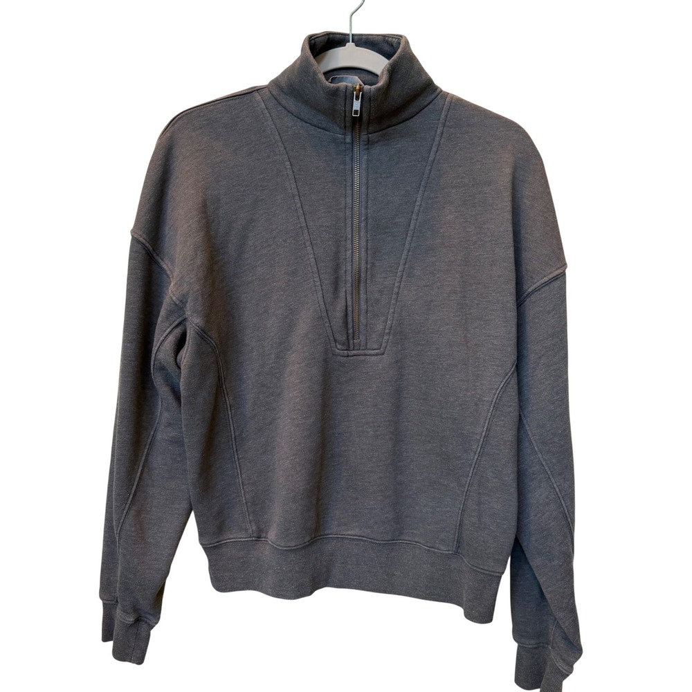 Universal Thread Womens Charcoal Gray Quarter Zip Fleece Pullover Sweatshirt S
